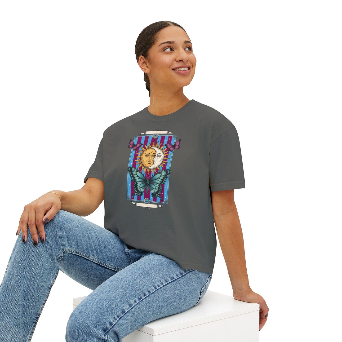 Bohemian Sun & Butterfly Women's Boxy Tee