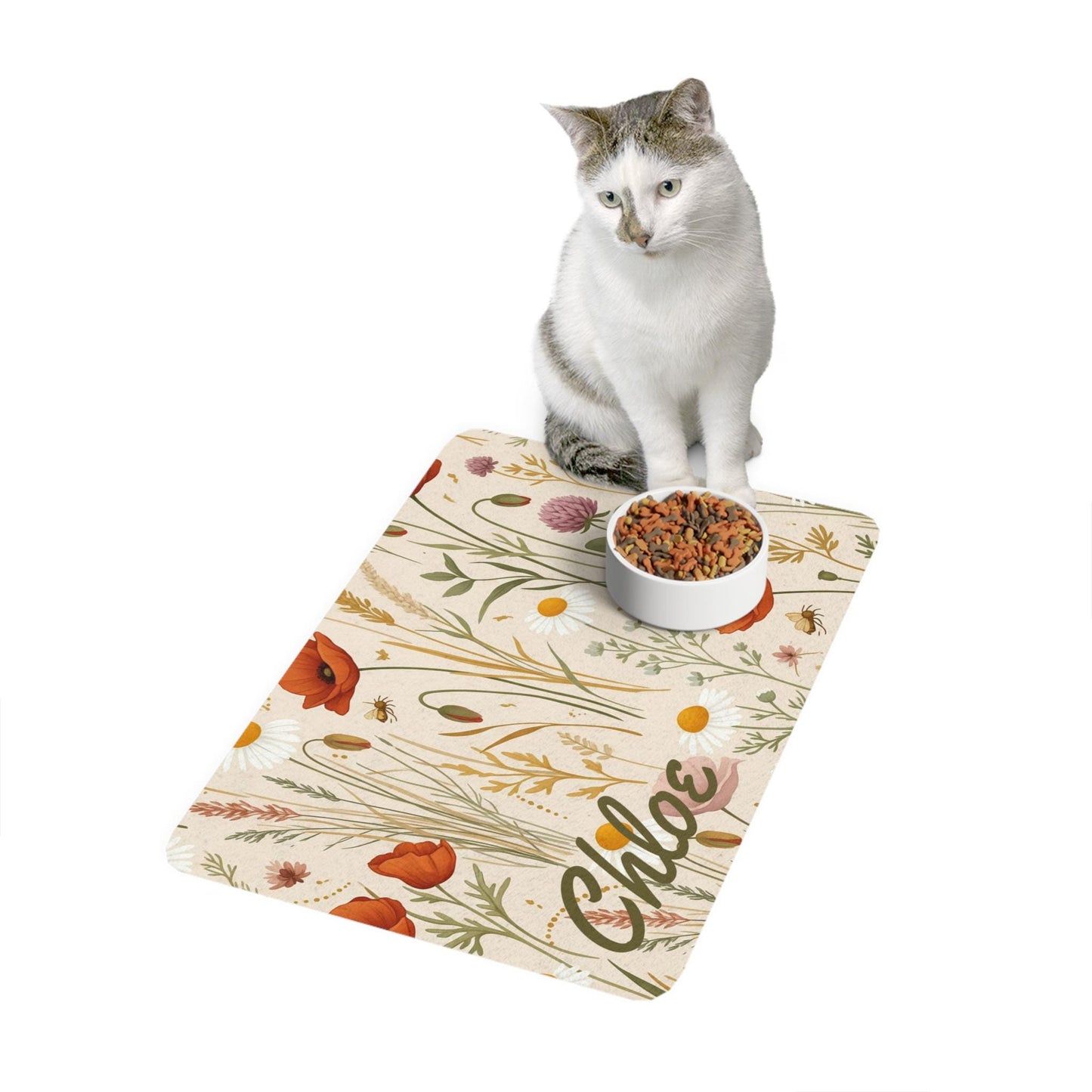 Custom Floral Pet Feeding Mat