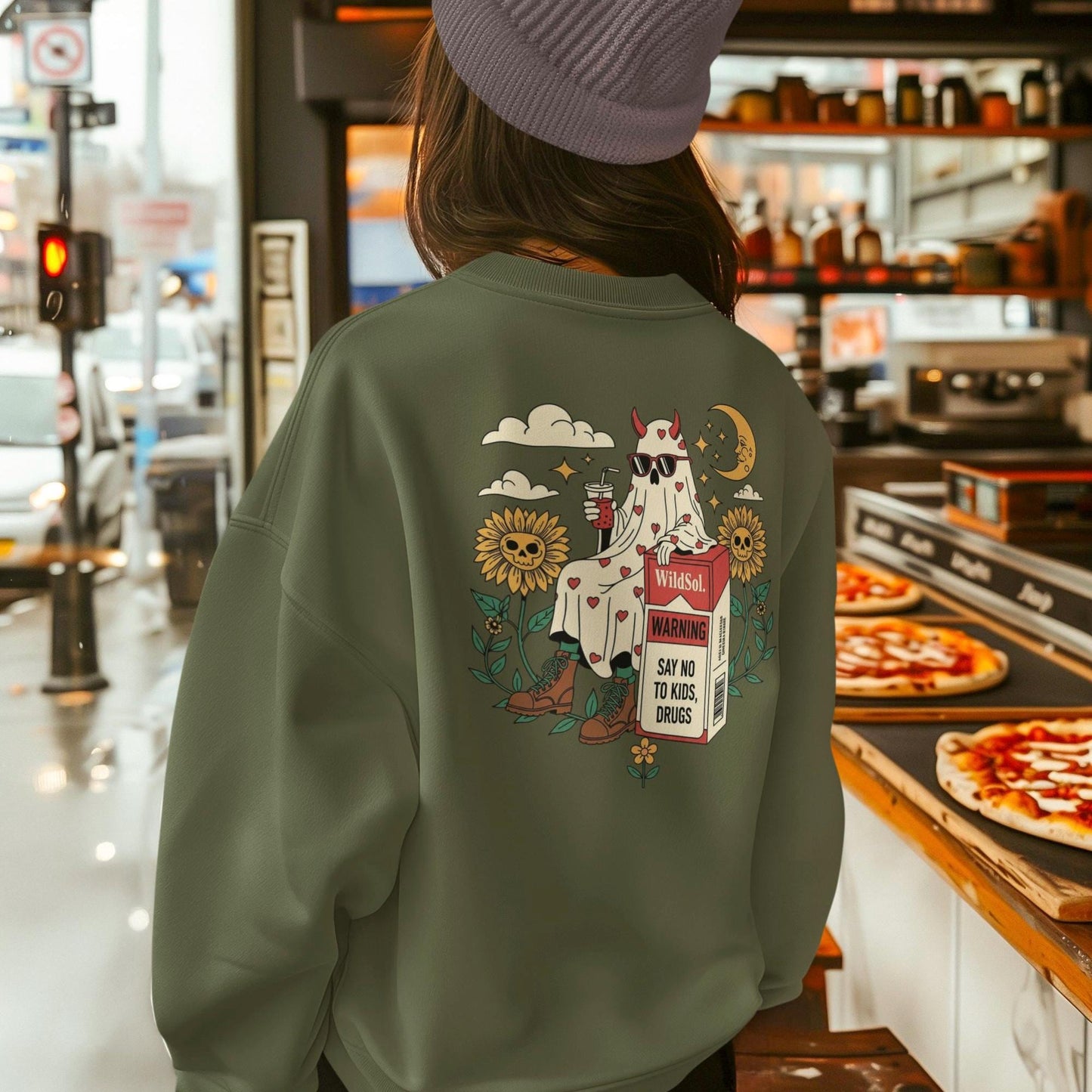 Bold graphic sweatshirt with funky message