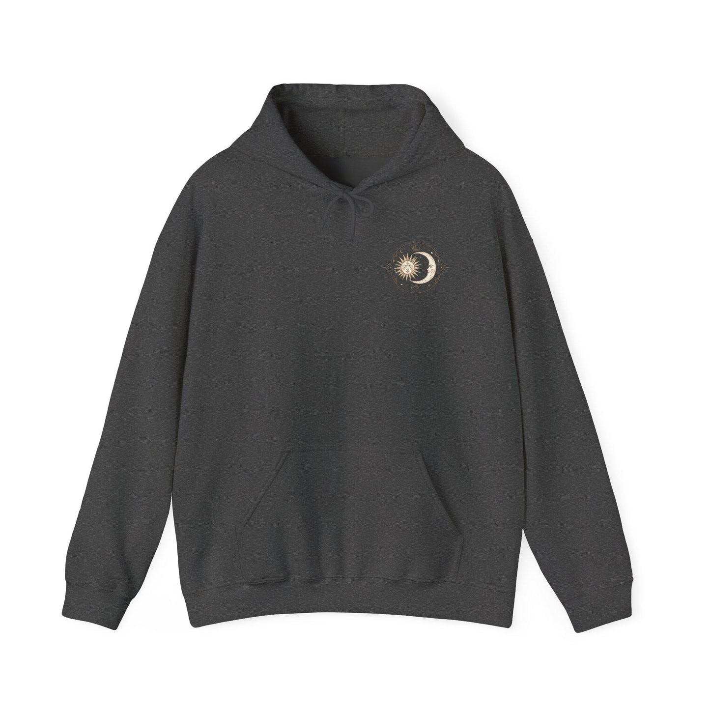 Sun and moon hoodie with celestial design