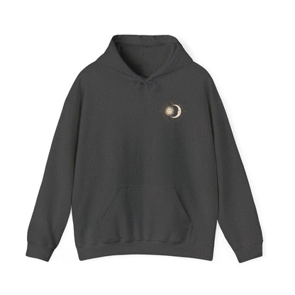 Sun and moon hoodie with celestial design