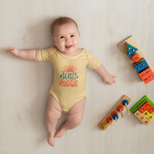 Happy sun baby bodysuit with cheerful print