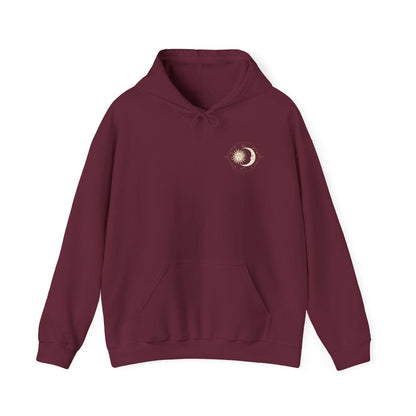 Sun and moon hoodie with celestial design