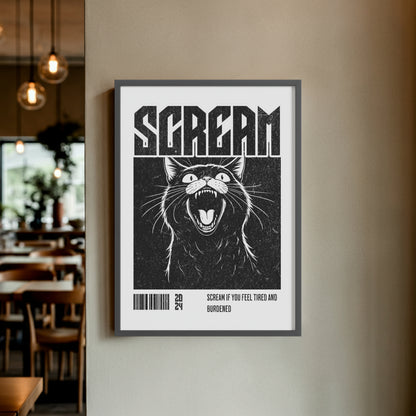 Scream Cat – Matte Wall Art Poster