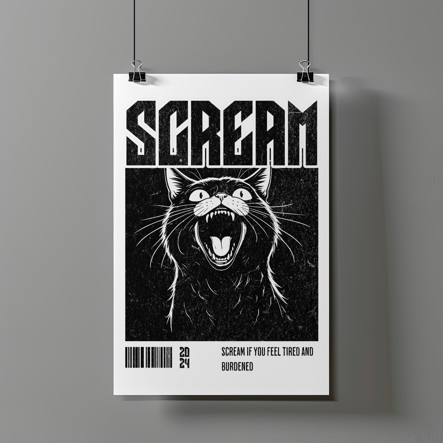Scream Cat – Matte Wall Art Poster