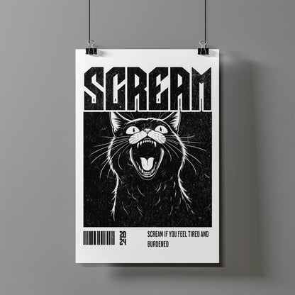 Scream Cat – Matte Wall Art Poster