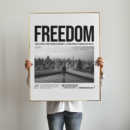 Freedom – Motivational Black & White Wall Poster