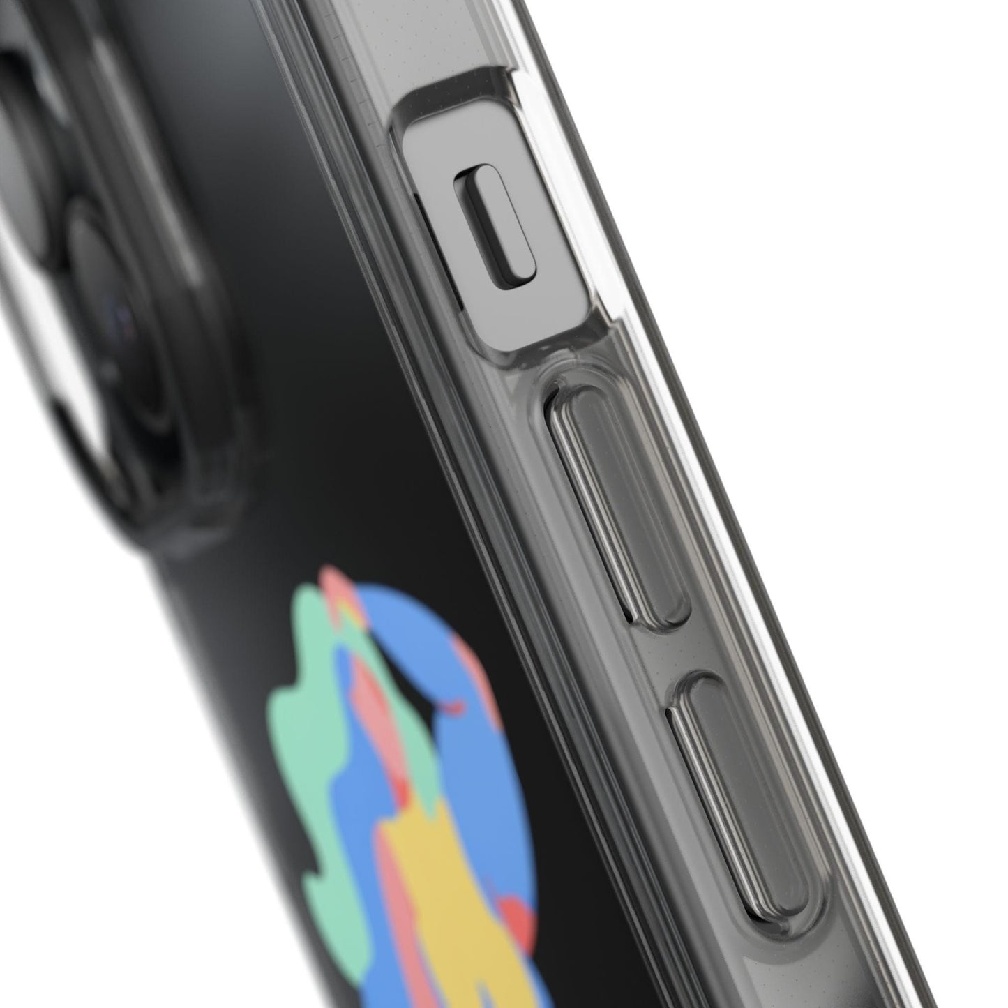 Abstract clear phone case with vibrant paint design