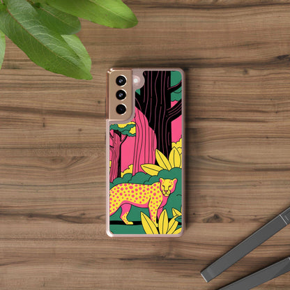 Clear phone case with jungle wildlife art