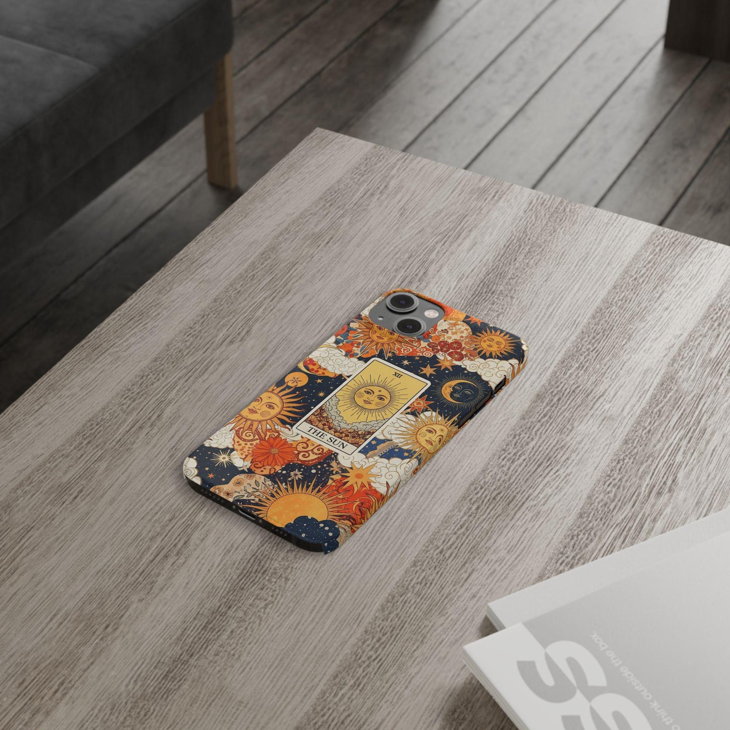Tarot sun phone case with celestial art