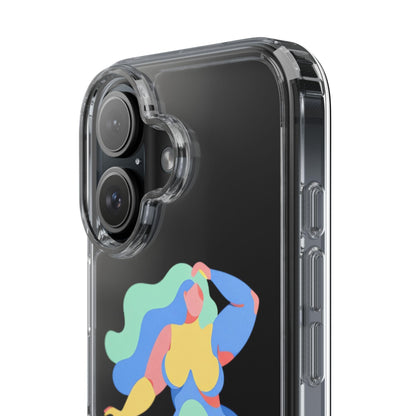 Abstract clear phone case with vibrant paint design