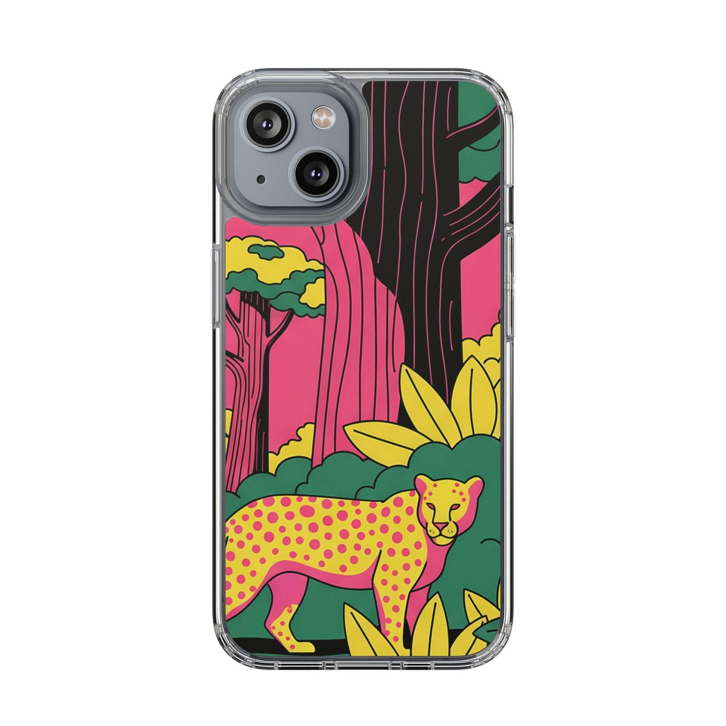 Clear phone case with jungle wildlife art