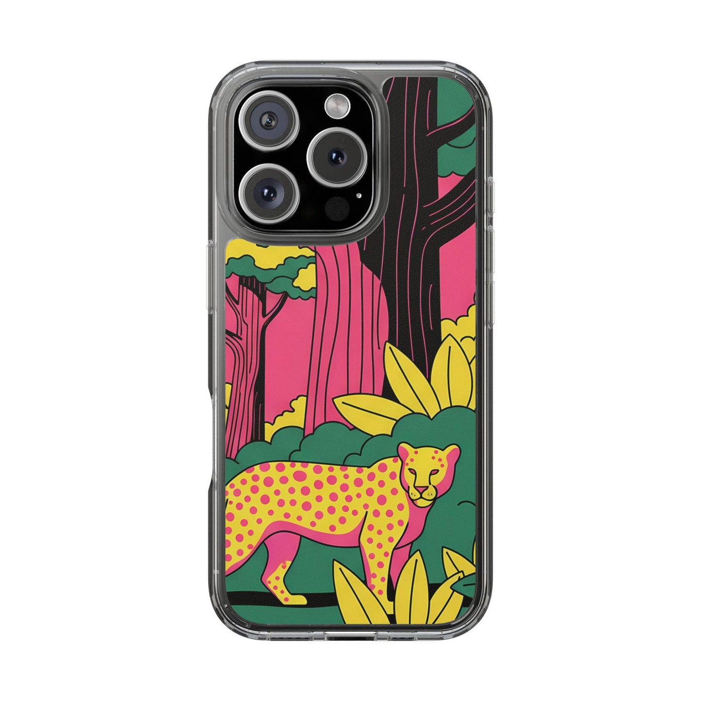 Clear phone case with jungle wildlife art