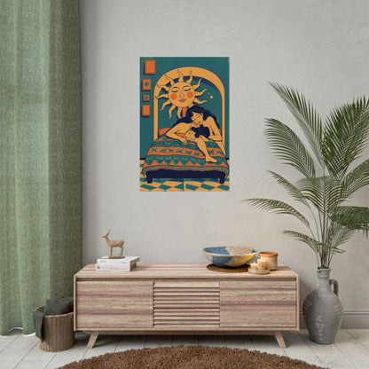 Warm Embrace Art Print, Cozy Bedroom Decor