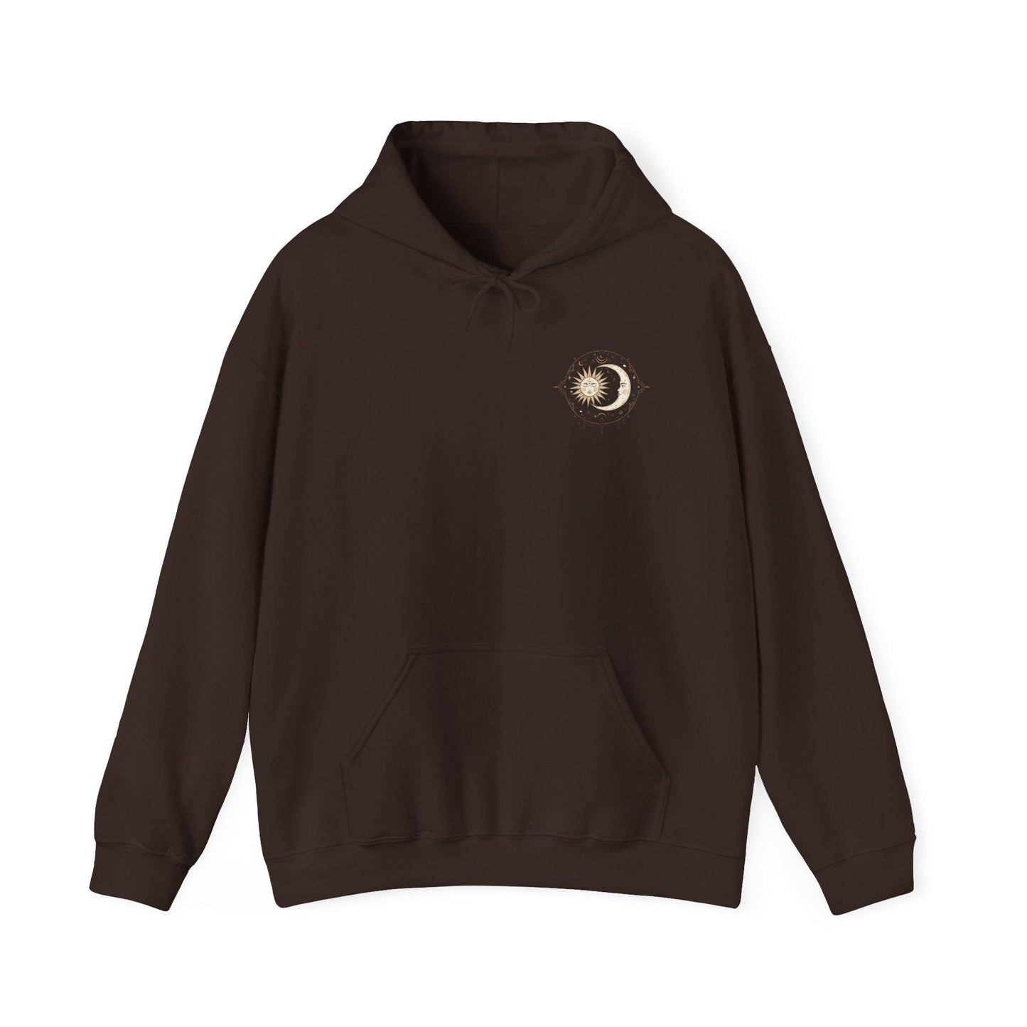 Sun and moon hoodie with celestial design