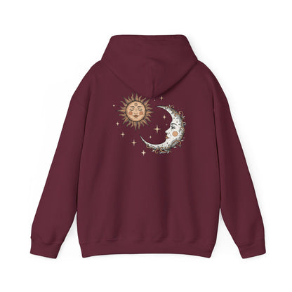 Sun and moon hoodie with celestial design