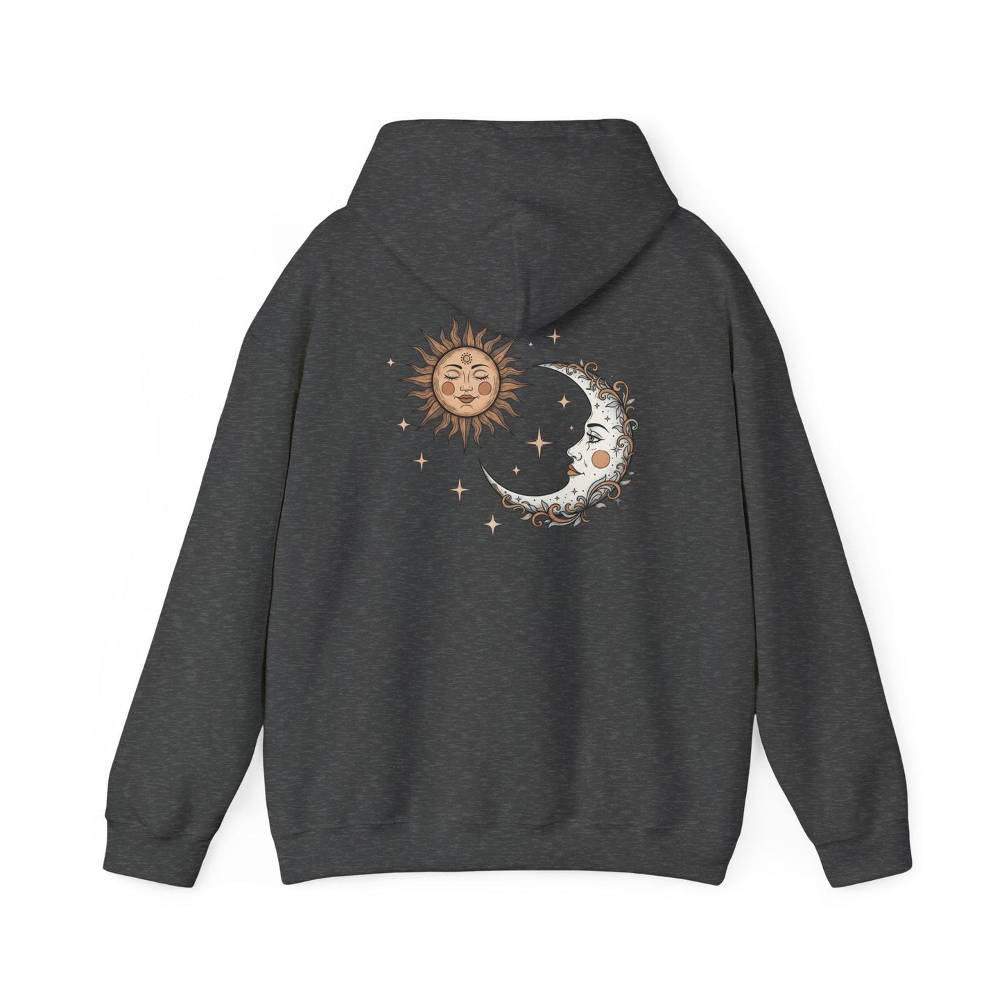 Sun and moon hoodie with celestial design