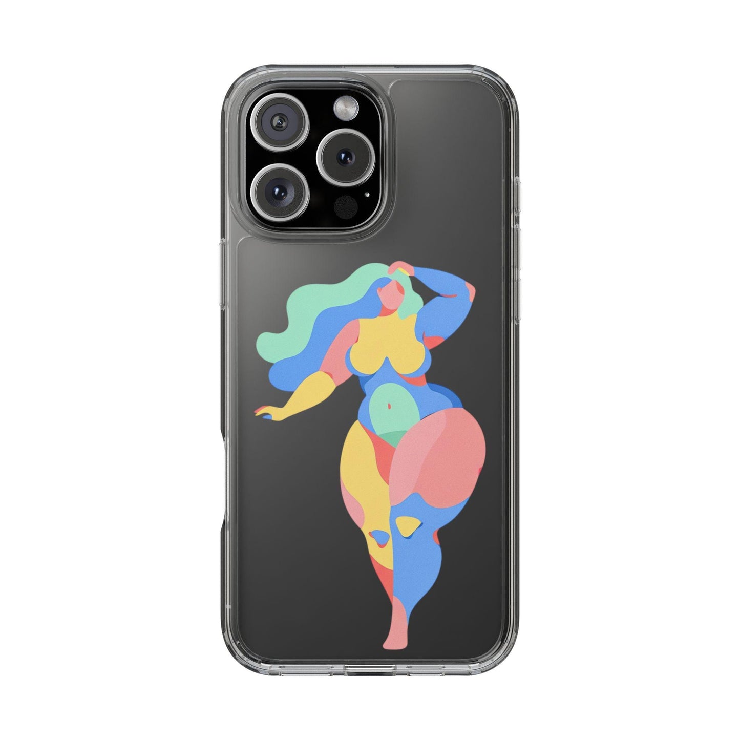 Abstract clear phone case with vibrant paint design