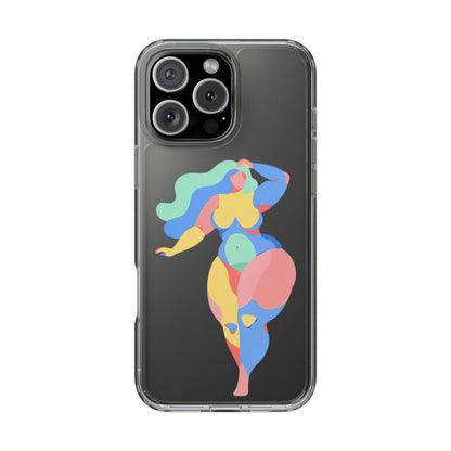 Abstract clear phone case with vibrant paint design