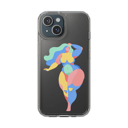 Abstract clear phone case with vibrant paint design