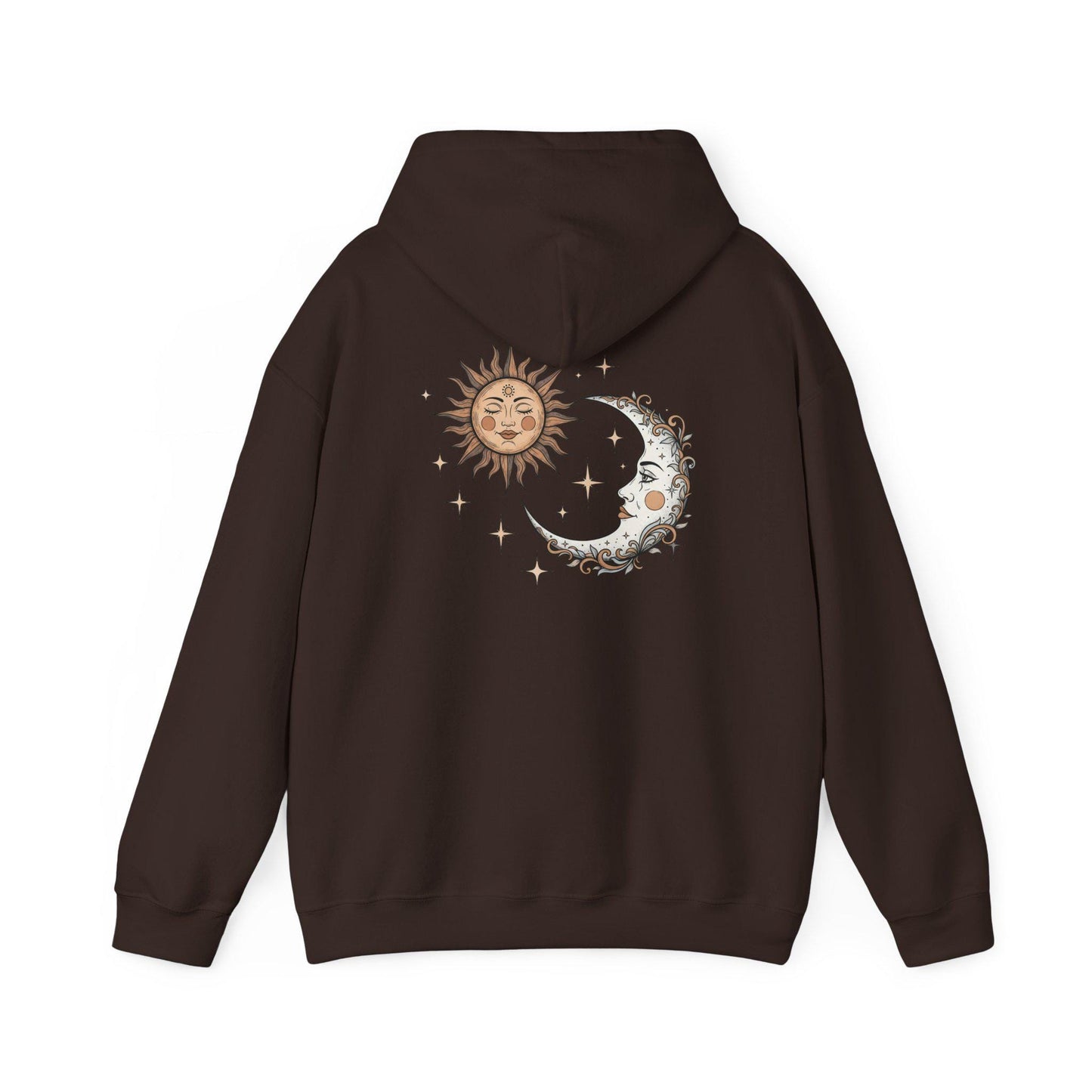 Sun and moon hoodie with celestial design