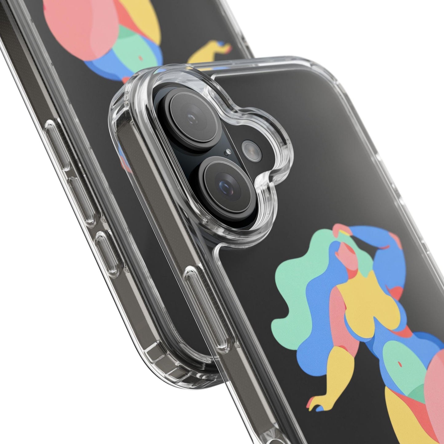 Abstract clear phone case with vibrant paint design