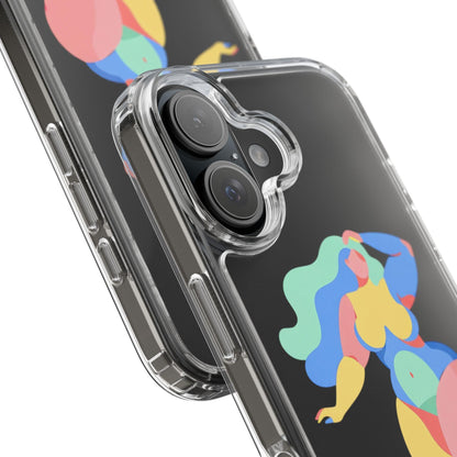 Abstract clear phone case with vibrant paint design