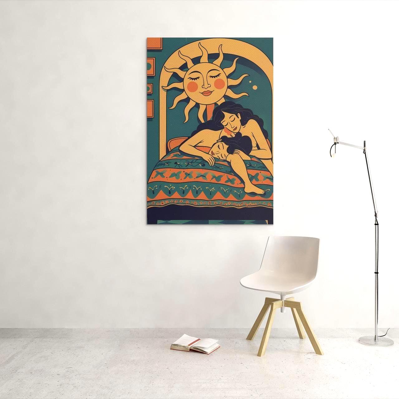 Warm Embrace Art Print, Cozy Bedroom Decor