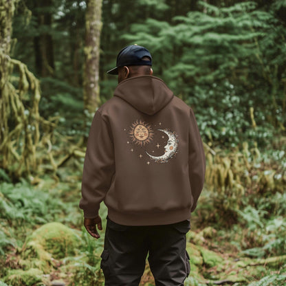 Sun and moon hoodie with celestial design