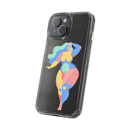 Abstract clear phone case with vibrant paint design