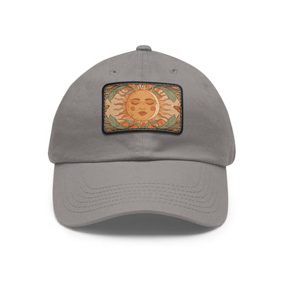 Sun patch dad hat with soft leather detail