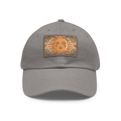 Sun patch dad hat with soft leather detail
