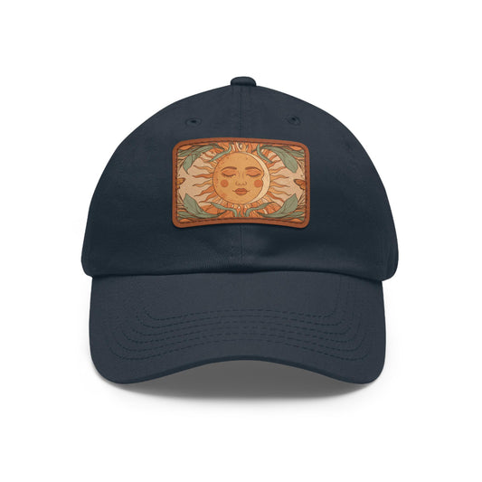 Sun patch dad hat with soft leather detail