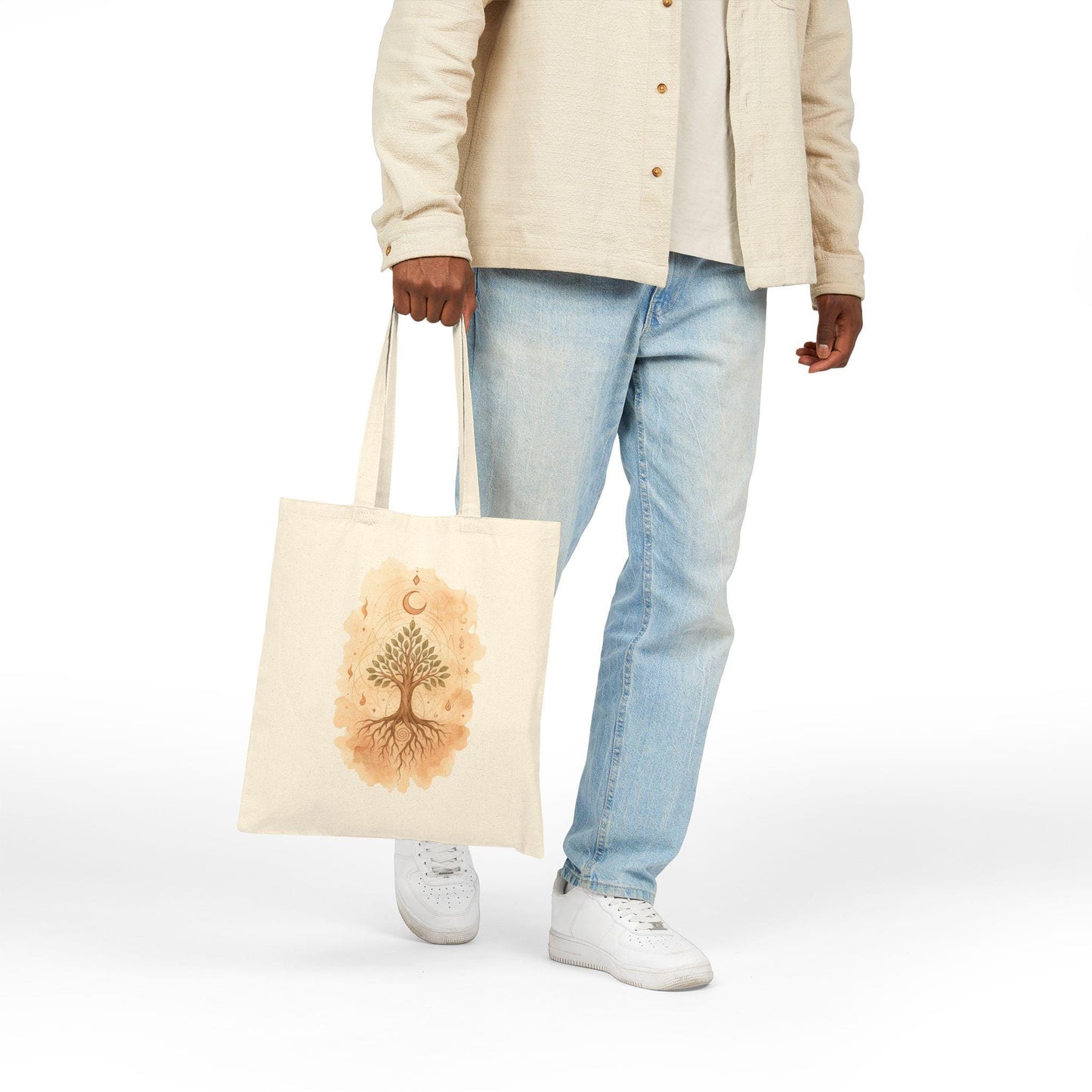 Tree of Life cotton tote with earthy design