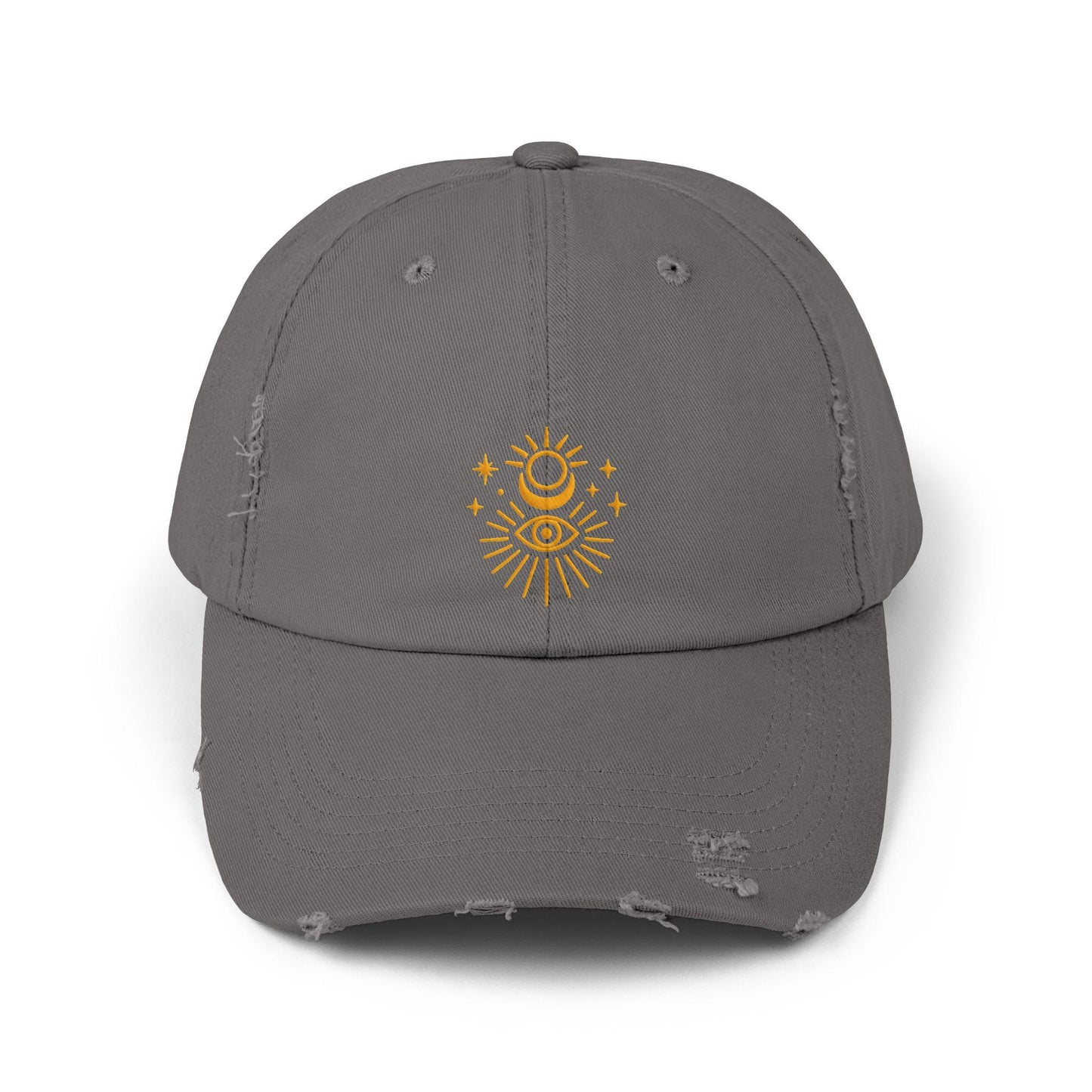 Celestial dad hat with sun and moon stitch