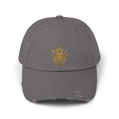 Celestial dad hat with sun and moon stitch