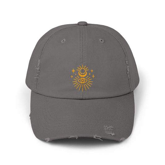 Celestial dad hat with sun and moon stitch