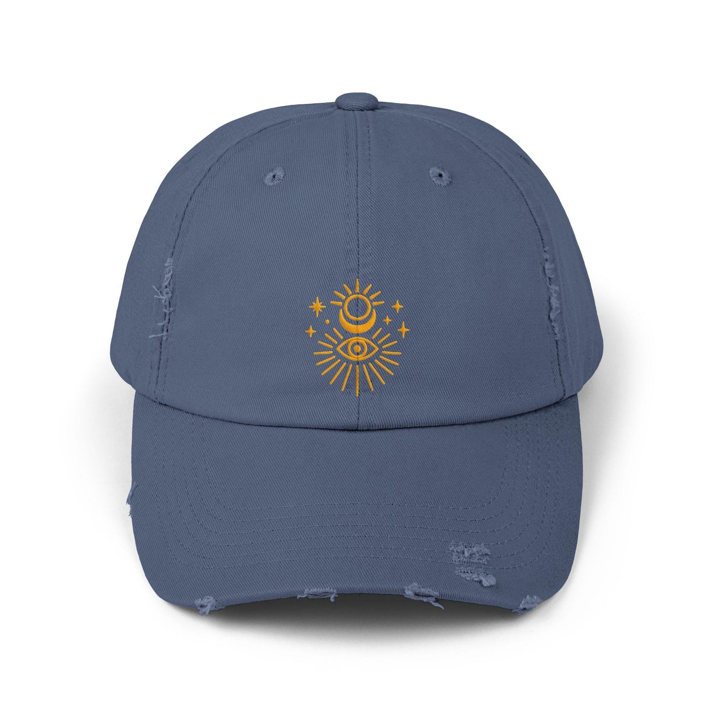 Celestial dad hat with sun and moon stitch