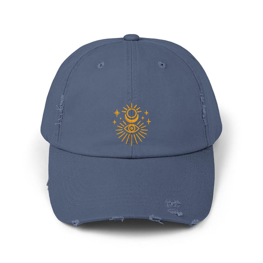 Celestial dad hat with sun and moon stitch