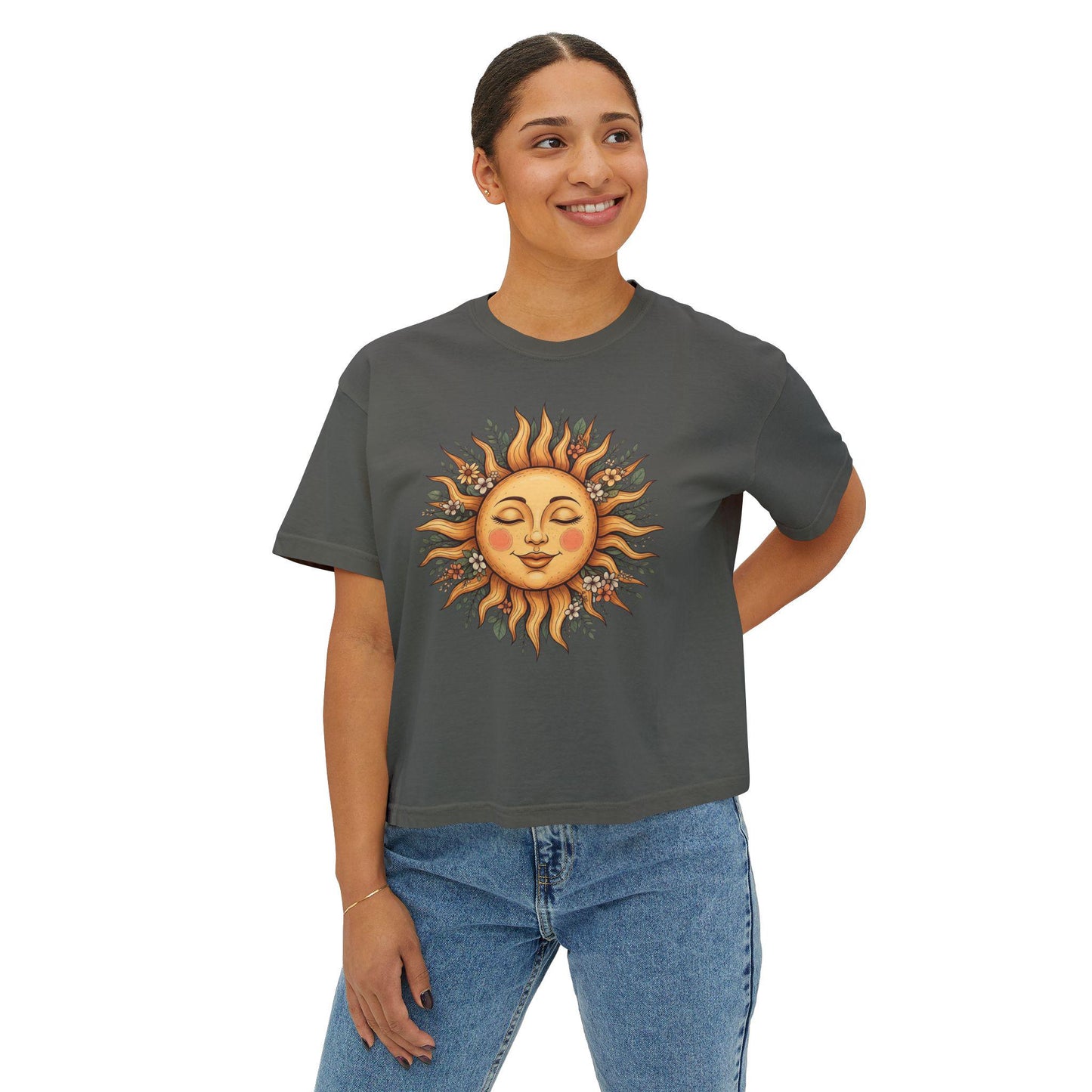 Boho Sun Face Boxy Tee