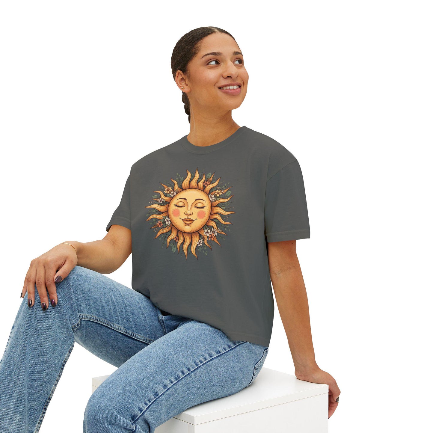 Boho Sun Face Boxy Tee