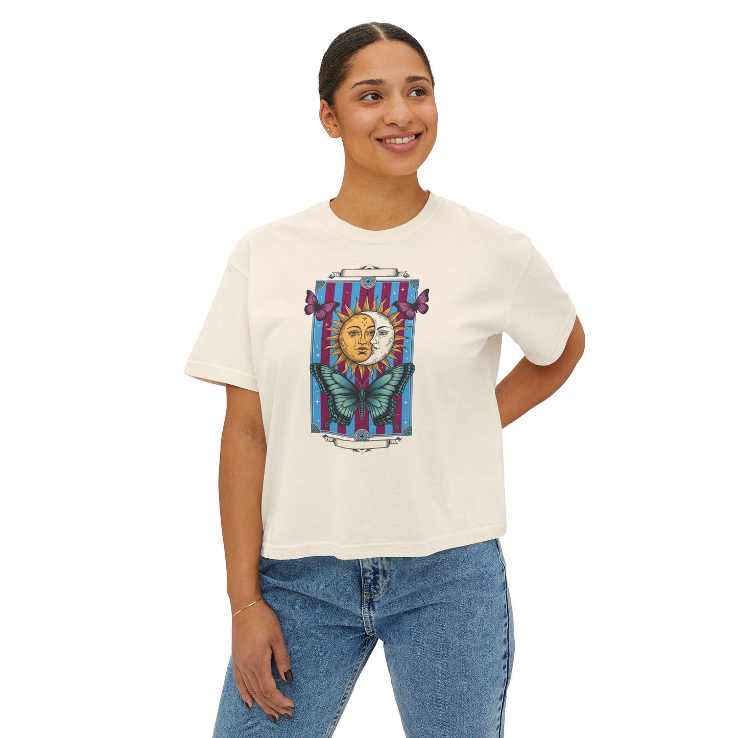 Bohemian Sun & Butterfly Women's Boxy Tee