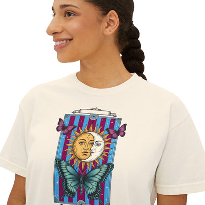 Bohemian Sun & Butterfly Women's Boxy Tee