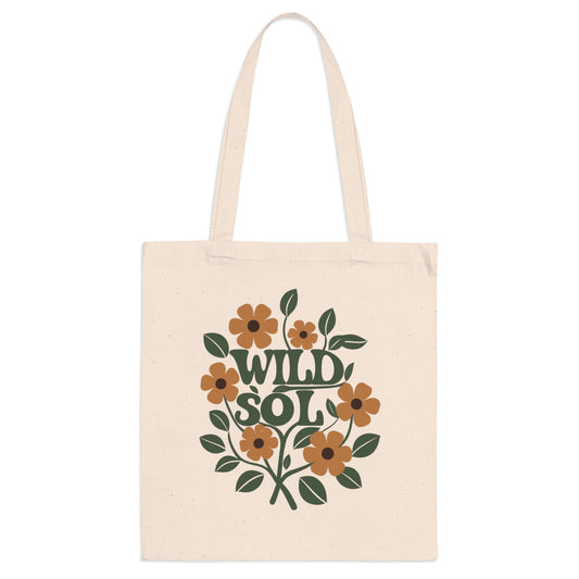 WildSol flower print tote with botanical charm