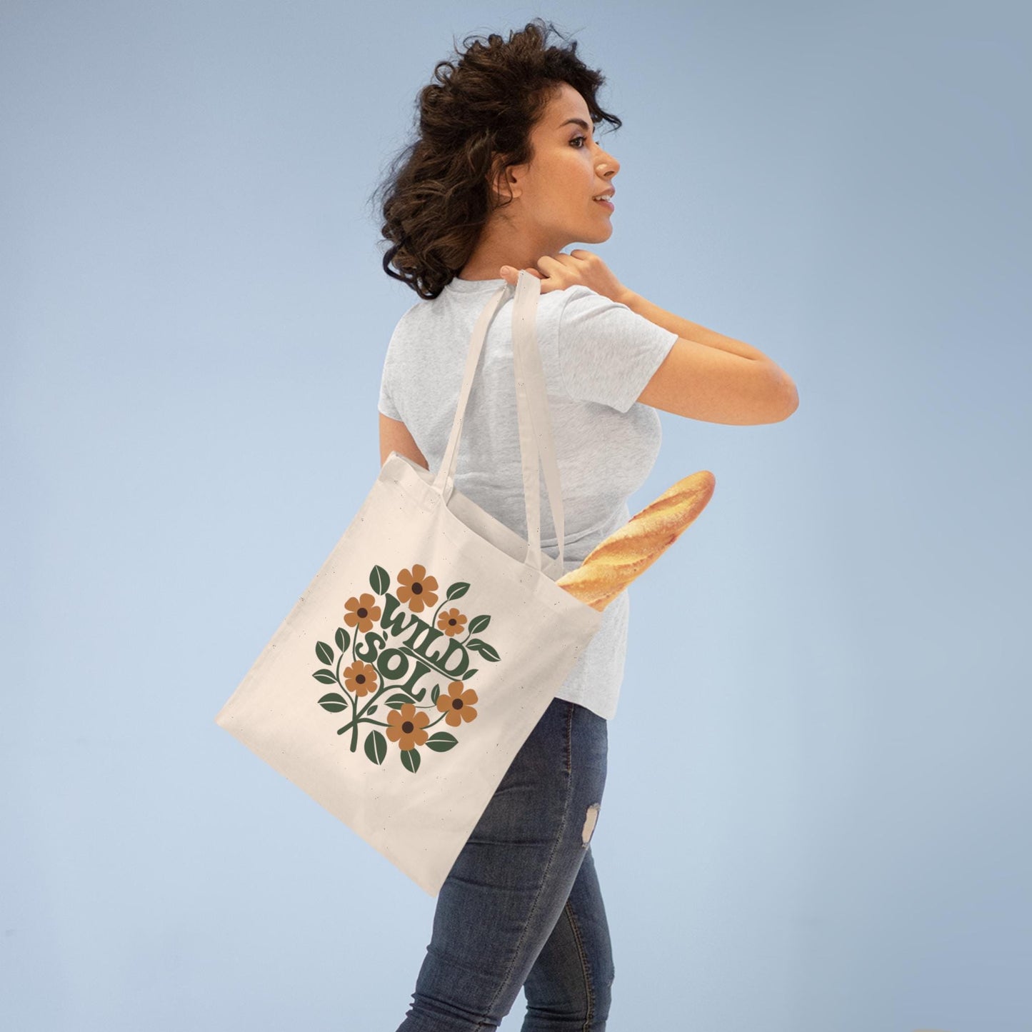 WildSol flower print tote with botanical charm