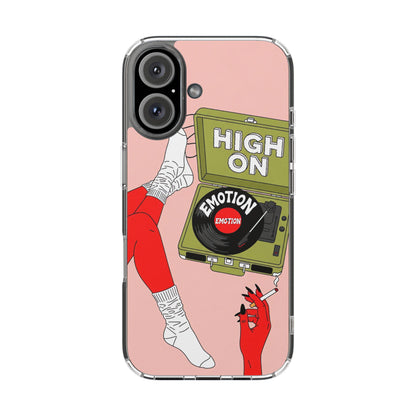 Retro music phone case with bold emotional art