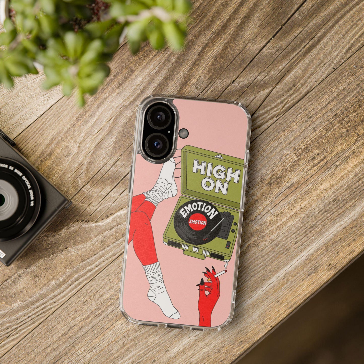 Retro music phone case with bold emotional art