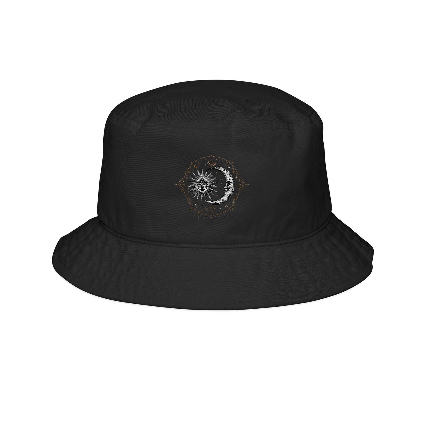 Sun and moon bucket hat with celestial stitch