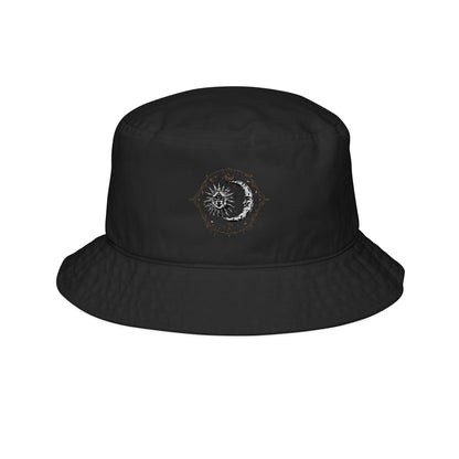 Sun and moon bucket hat with celestial stitch