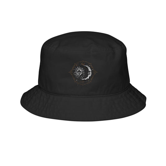 Sun and moon bucket hat with celestial stitch